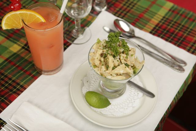  A St. Martin favorite, conch appetizer, in new printing of Yvette’s cookbook. (HNP photo) 