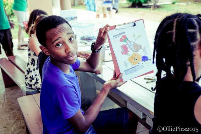 Kids enjoyed migratory-bird-themed coloring and activity sheets at the Festival's art station. Photo by Olivia Roudon.