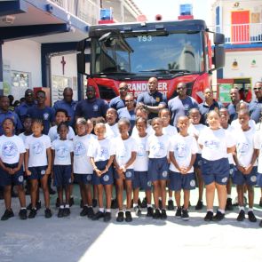 Fire department personnel visit Sister Borgia Primary School
